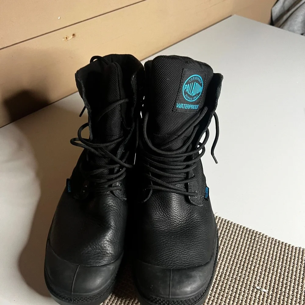 Palladium Pampa Sport Cuff WPN Black Leather Waterproof Boots Mens 11